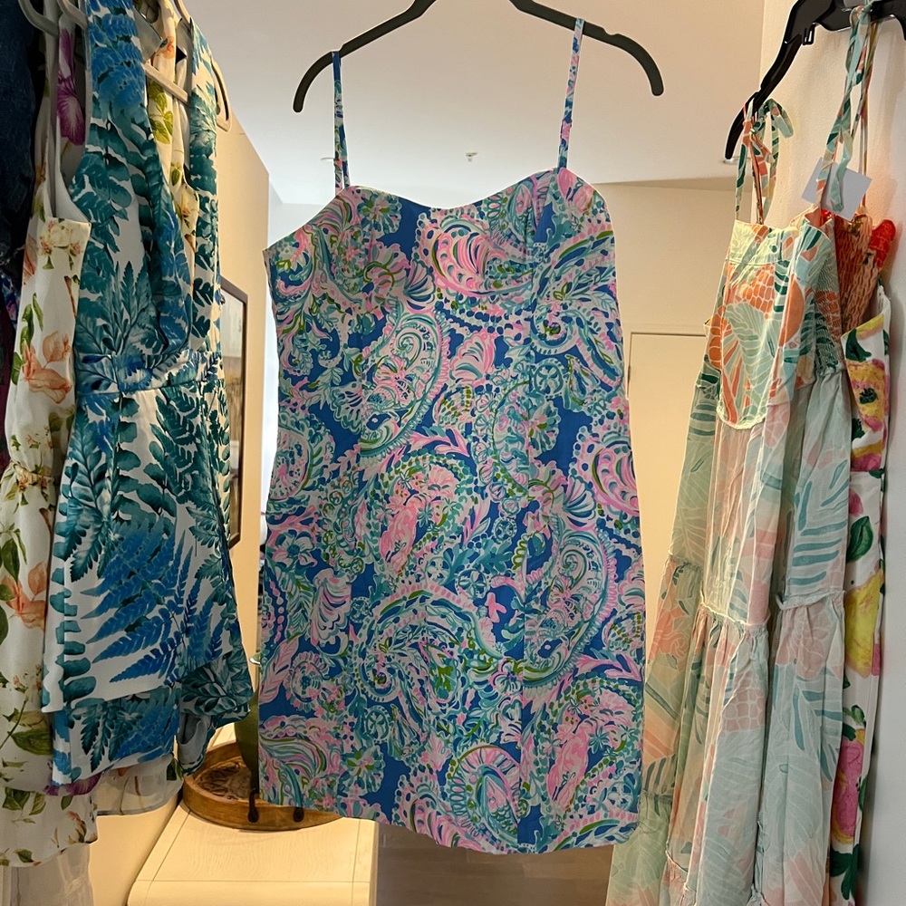 Lilly Pulitzer Blue and Pink Mini Dress with tie back